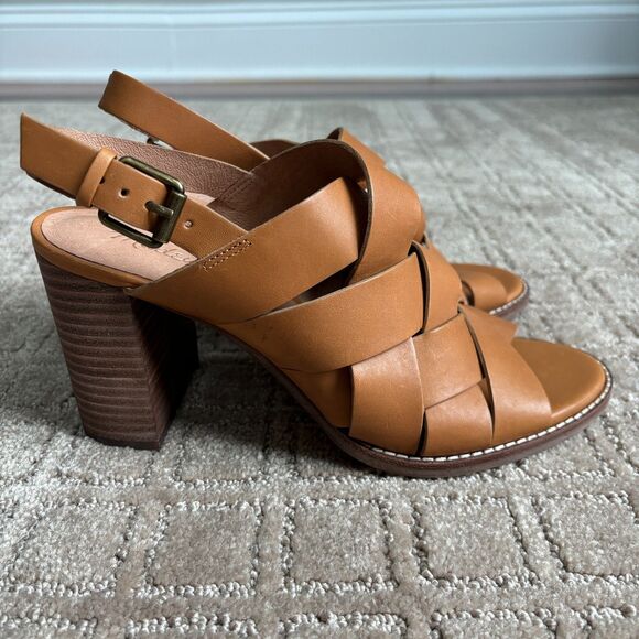 Madewell The Cindy Sandal Stacked Heel Brown Leather Women's 9 Chunky Boho - Picture 2 of 11